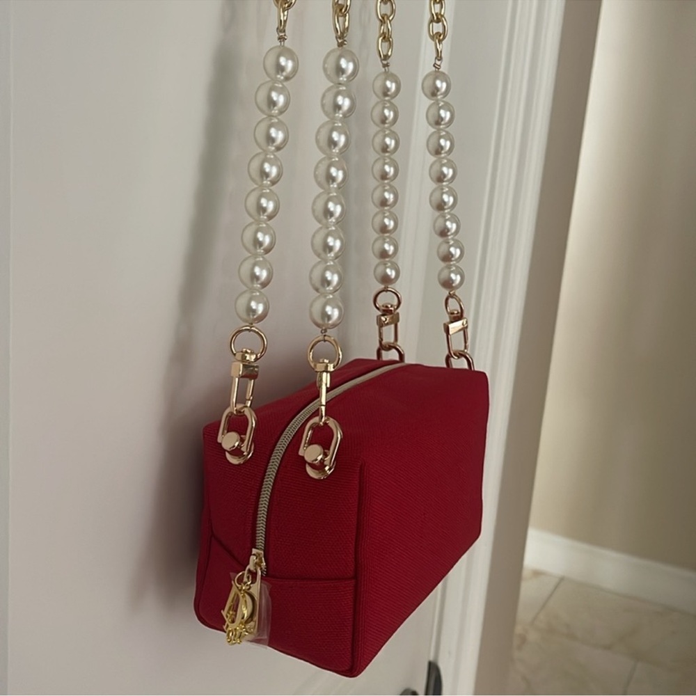 Christian Dior red canvas cosmetics bag to shoulder bag - Picture 7 of 16